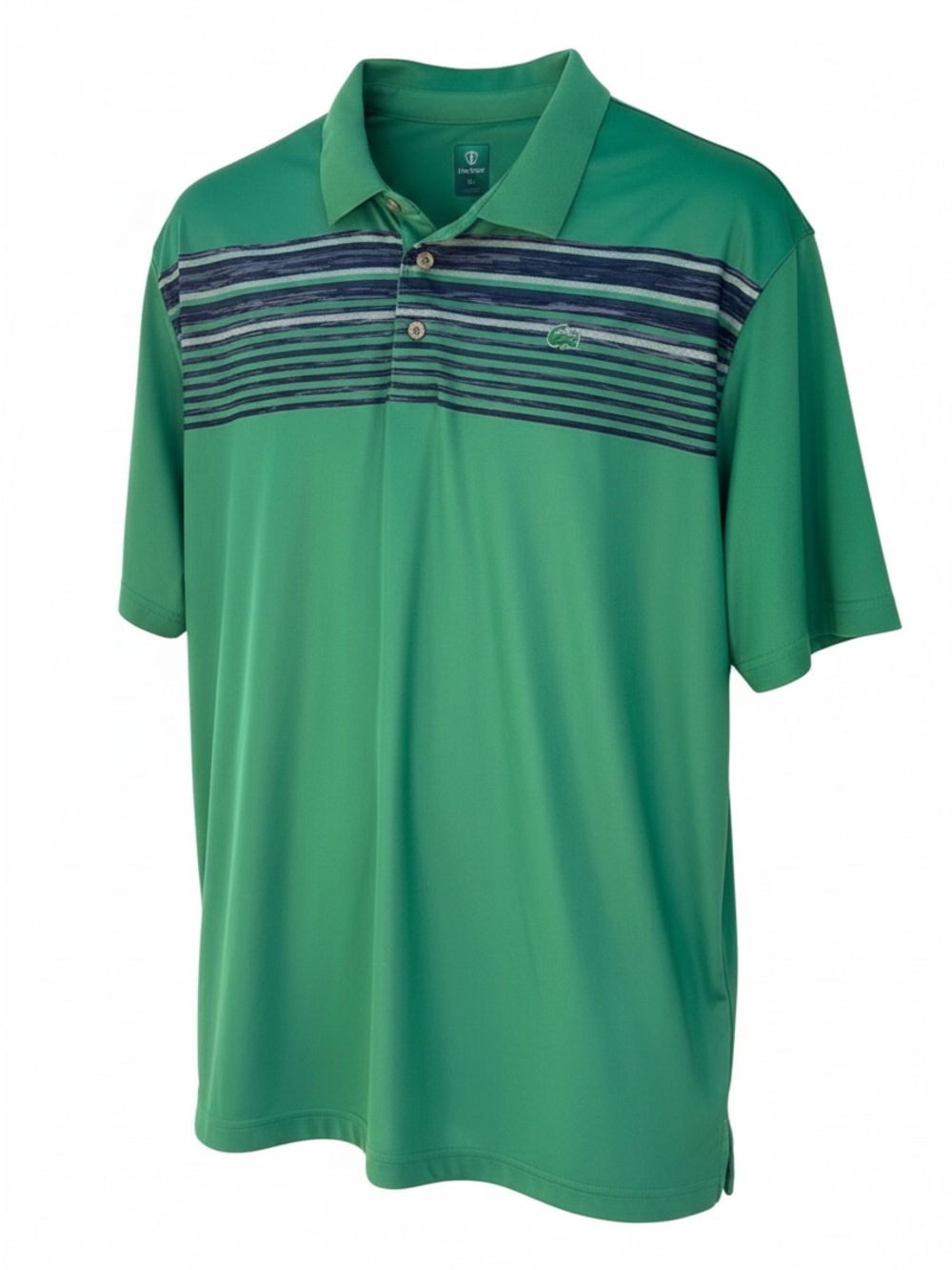 Men's Emerald Green Striped Performance Polo